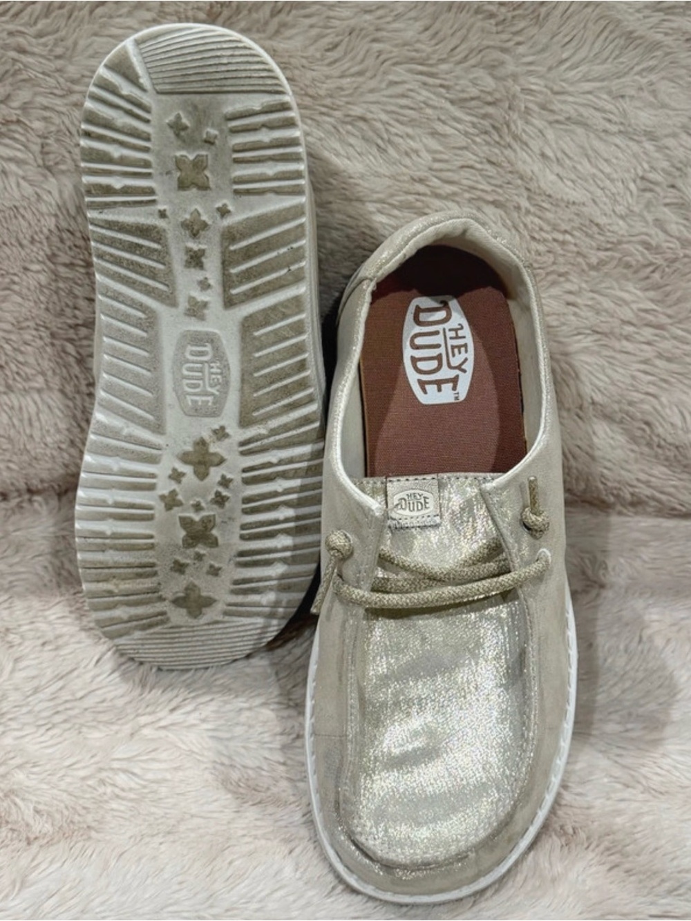 Hey Dude Kids Metallic Champagne Slip-On Sneakers